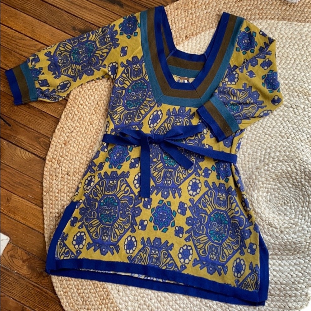 Free People Yellow & Blue Tunic